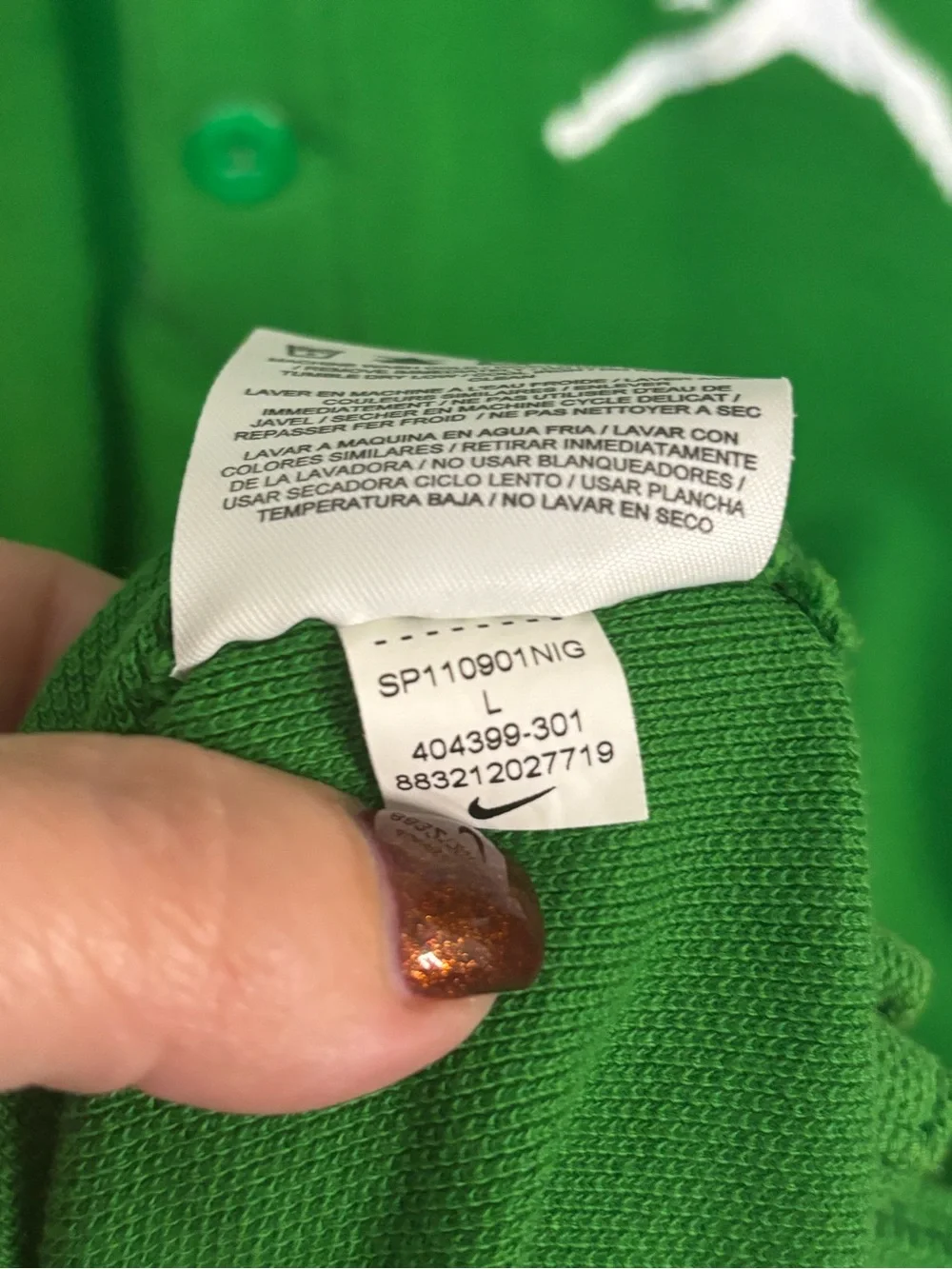 Vtg Nike Air Jordan Green Elephant Print Polo Shirt L